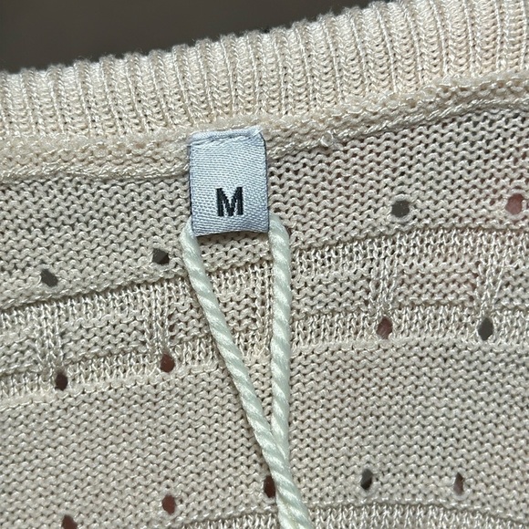 WATASHI Tan/Black Tank Knit Dress Round Neck Side Split Scalloped Edge Size M - Picture 4 of 10